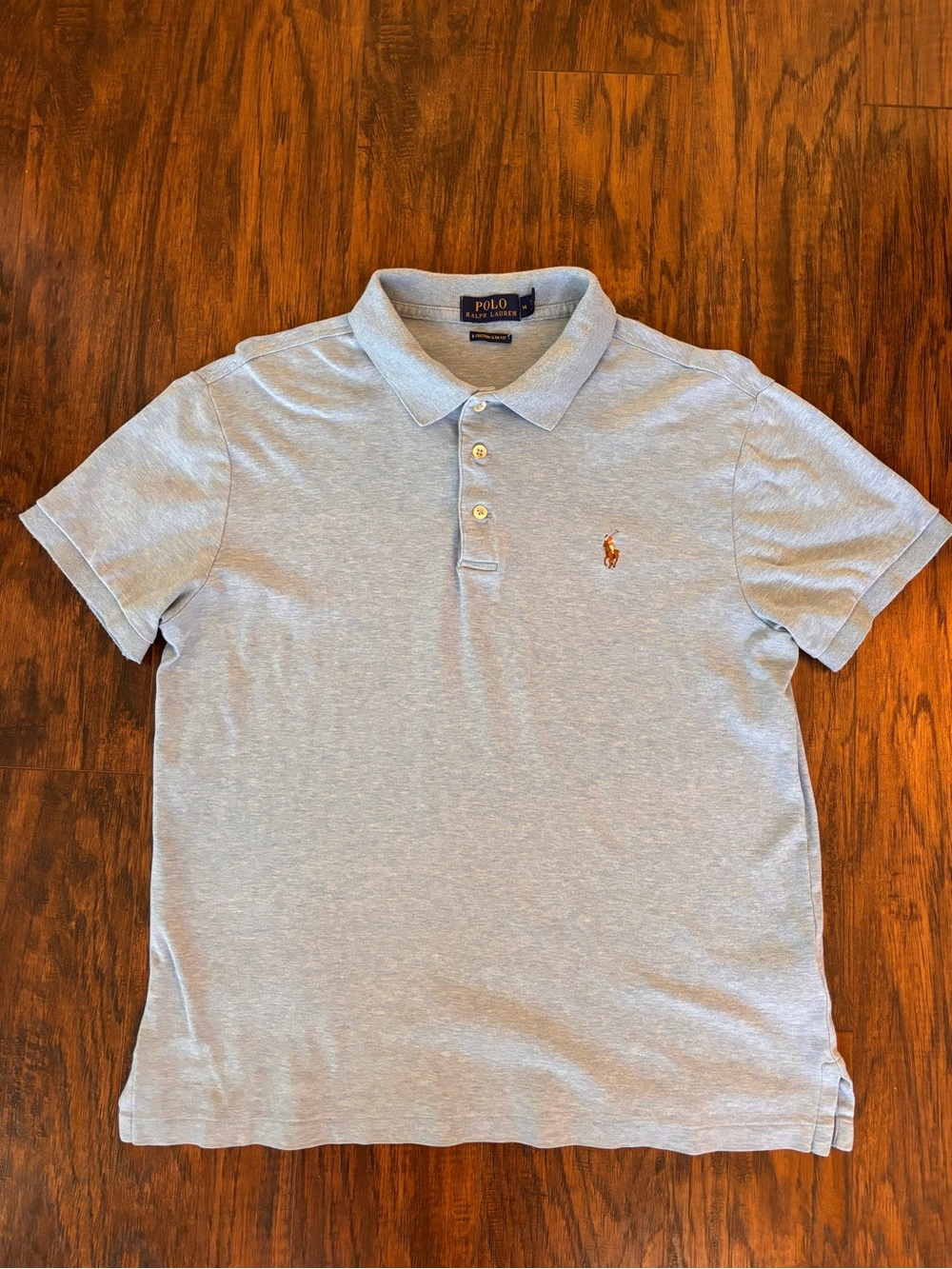 Polo Ralph Lauren Light Blue Polo Shirt Pony Slim Fit Cotton Medium Soft